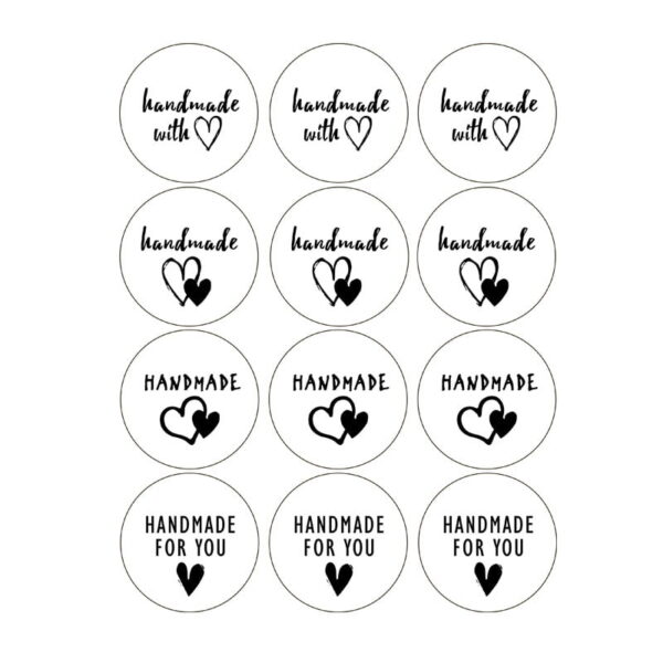 Hand Made With Love Circle Labels