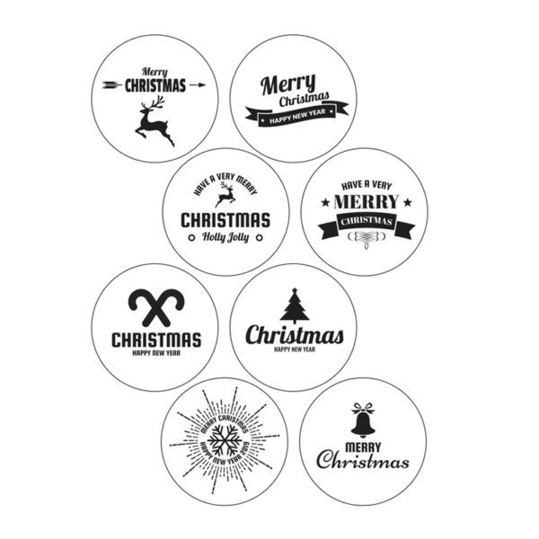 8 Christmas Label Circle Tags