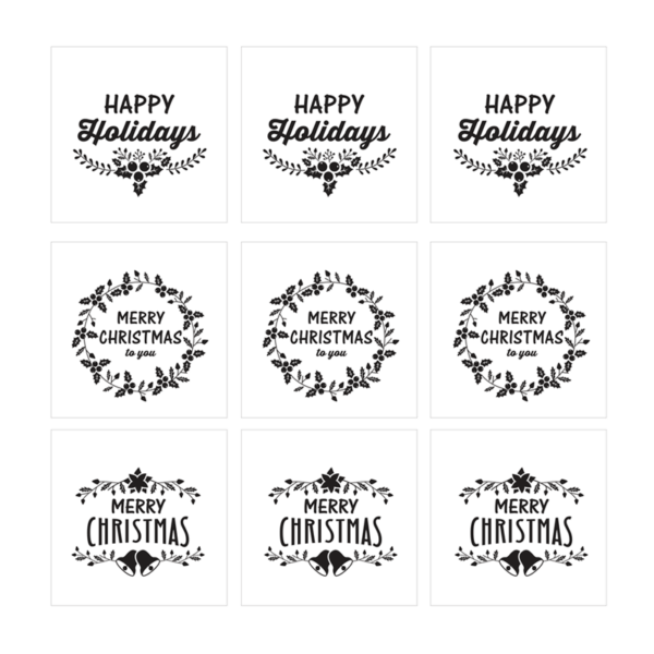 9 Squares Christmas Label Tags