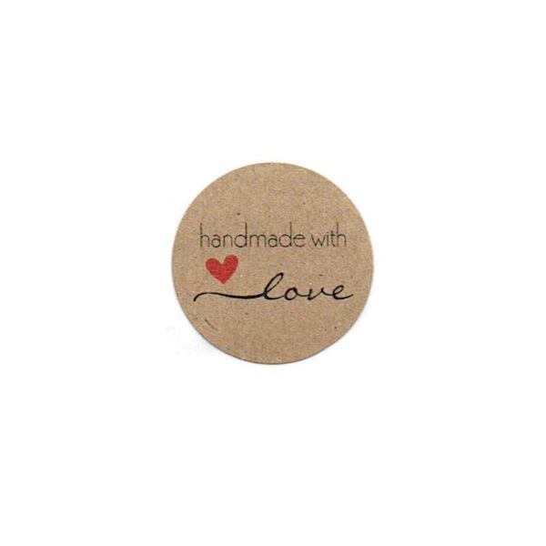 Handmade With Love colored Heart Sticker Labels