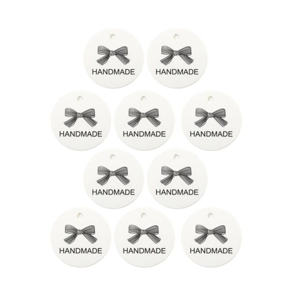 Handmade With Ribbon White Hang Tags
