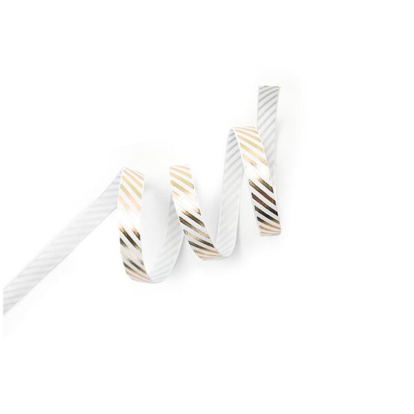 Gold Stripes on White Ribbon