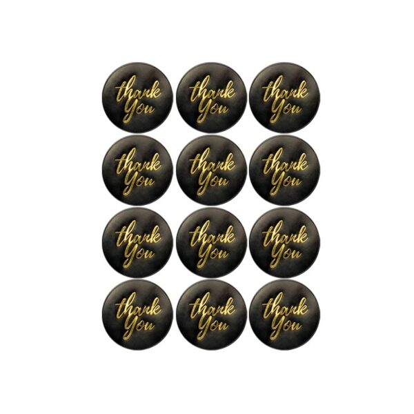 Gold Thank You on Black Stickers