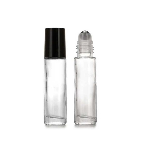 Clear Glass Roller Bottle With Black Cap (5-pc Set)