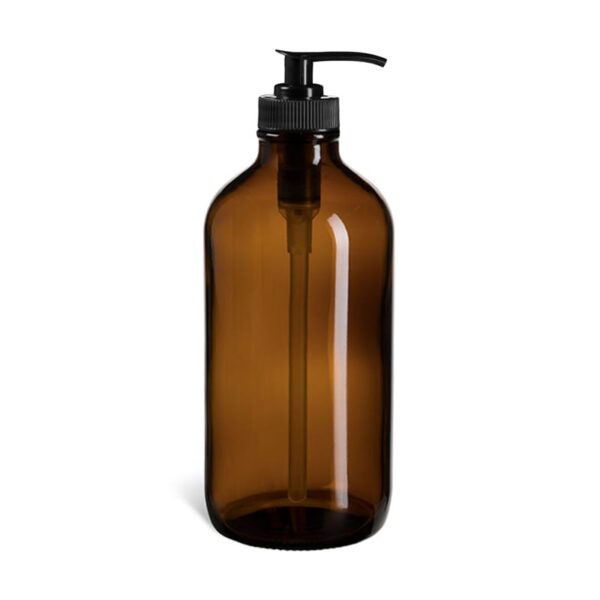 Amber Glass Bottle with Black Pump