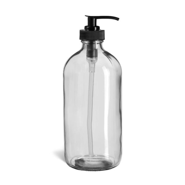 Clear Glass Bottle with Black Pump